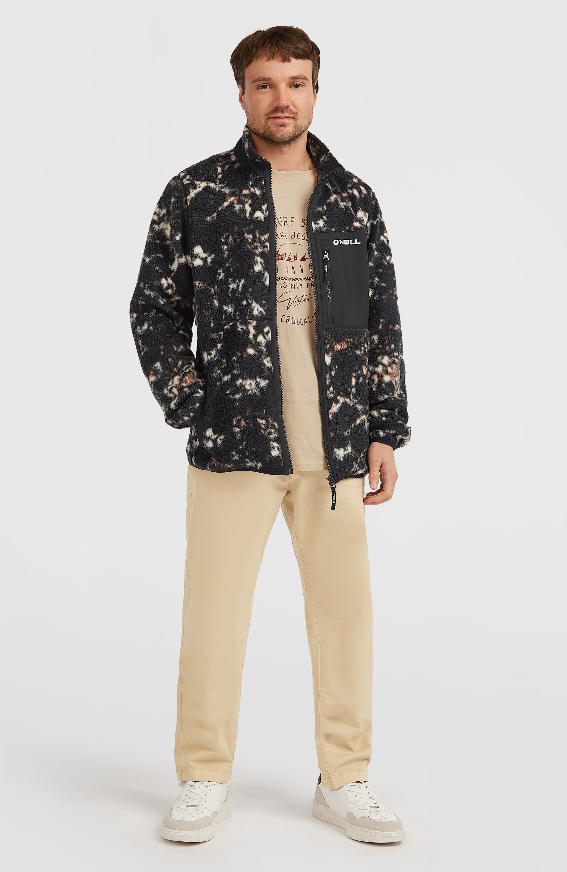 Must-Have High-Pile Full-Zip Fleece Men - Black/Beige Quarry