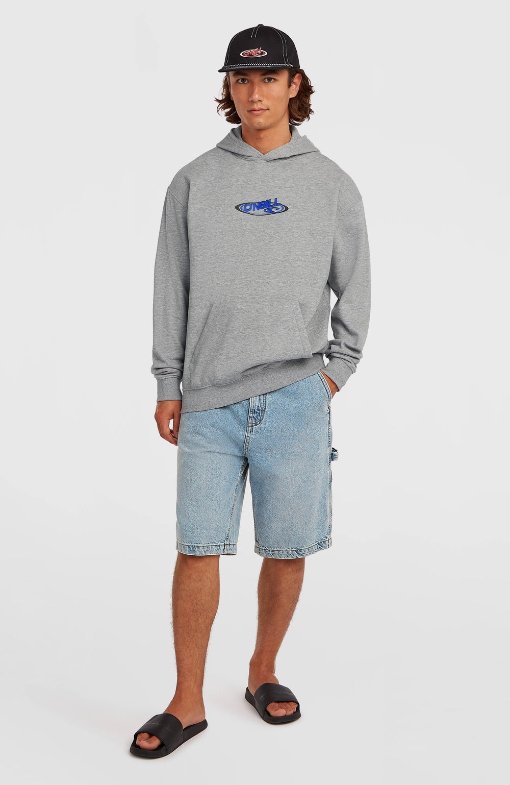 Essentials 90s Logo Hoodie Men - Silver Melee