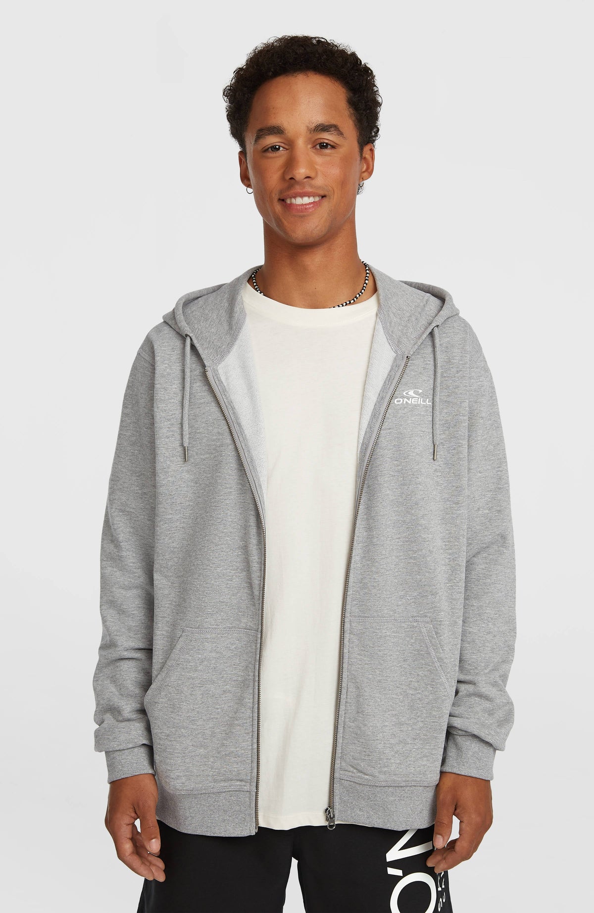 Small Logo Full-Zip Hoodie Men - Silver Melee