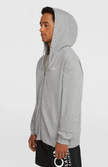 Small Logo Full-Zip Hoodie Men - Silver Melee