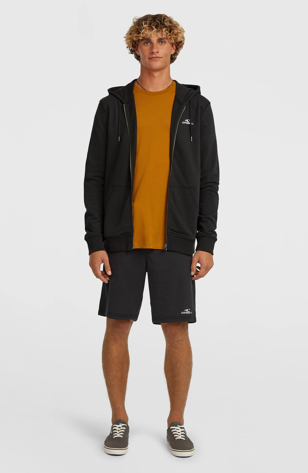 Small Logo Full-Zip Hoodie Men - Black Out