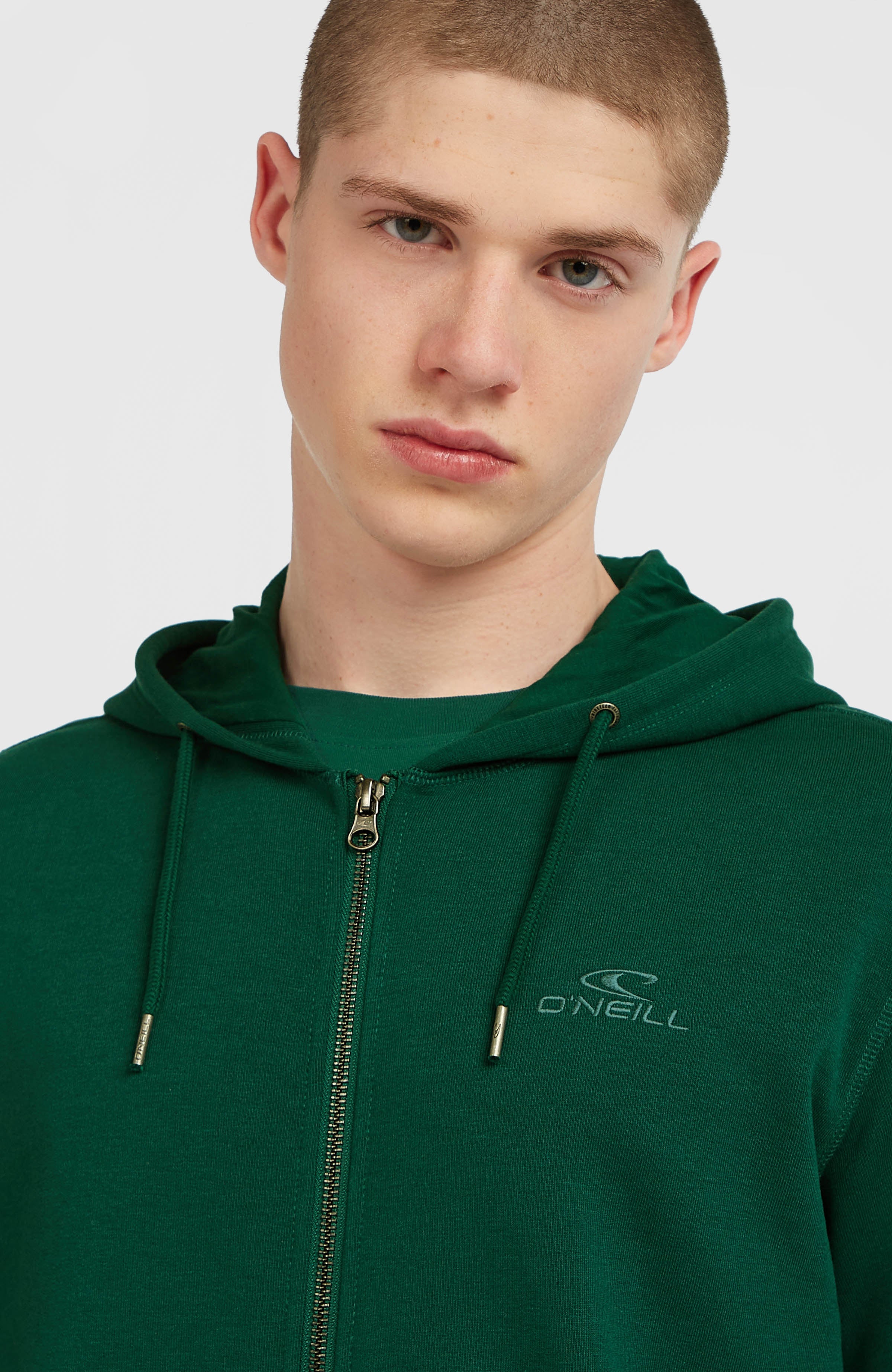 Small Logo Full-Zip Hoodie Men - Emerald Envy
