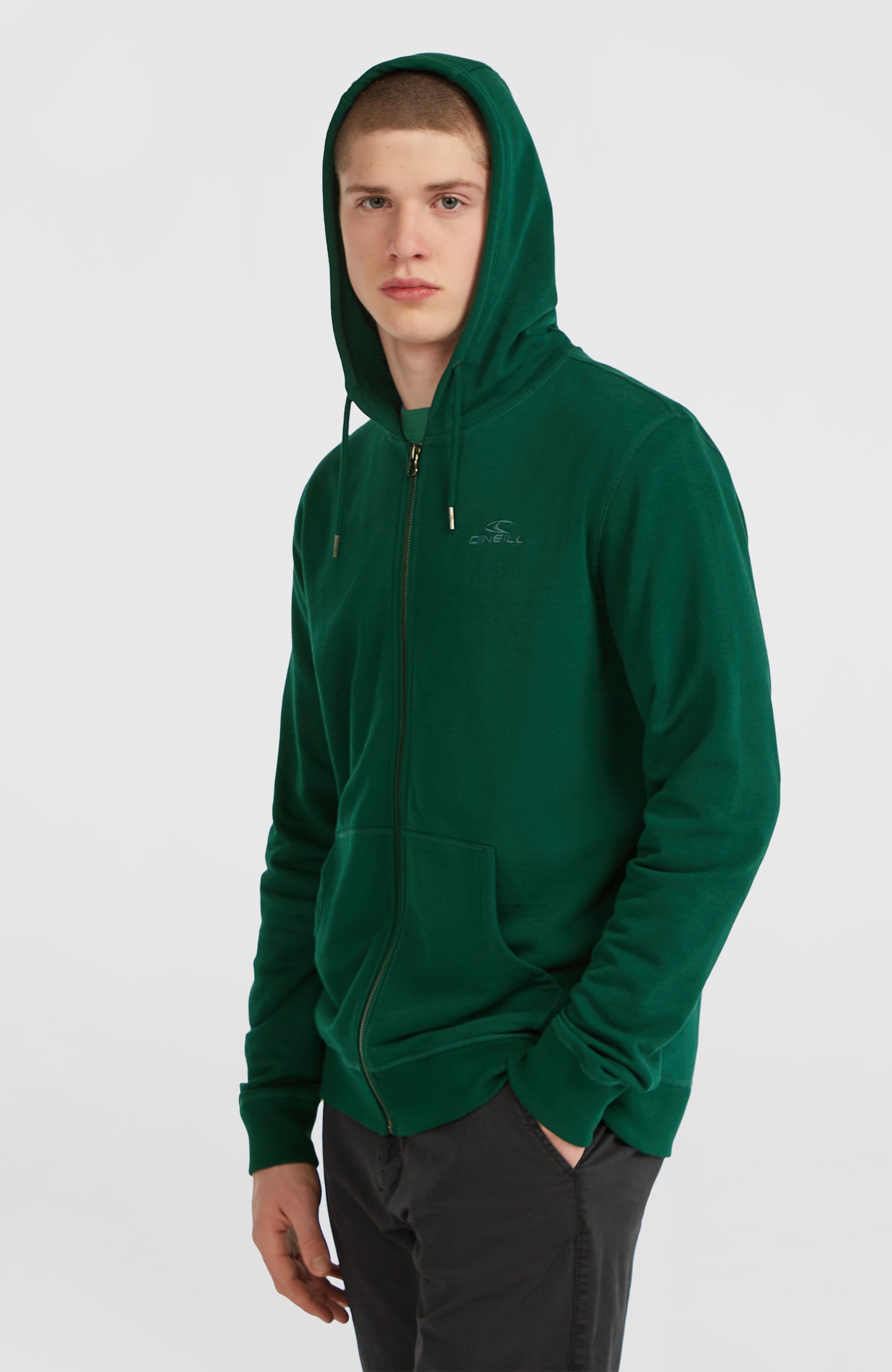 Small Logo Full-Zip Hoodie Men - Emerald Envy