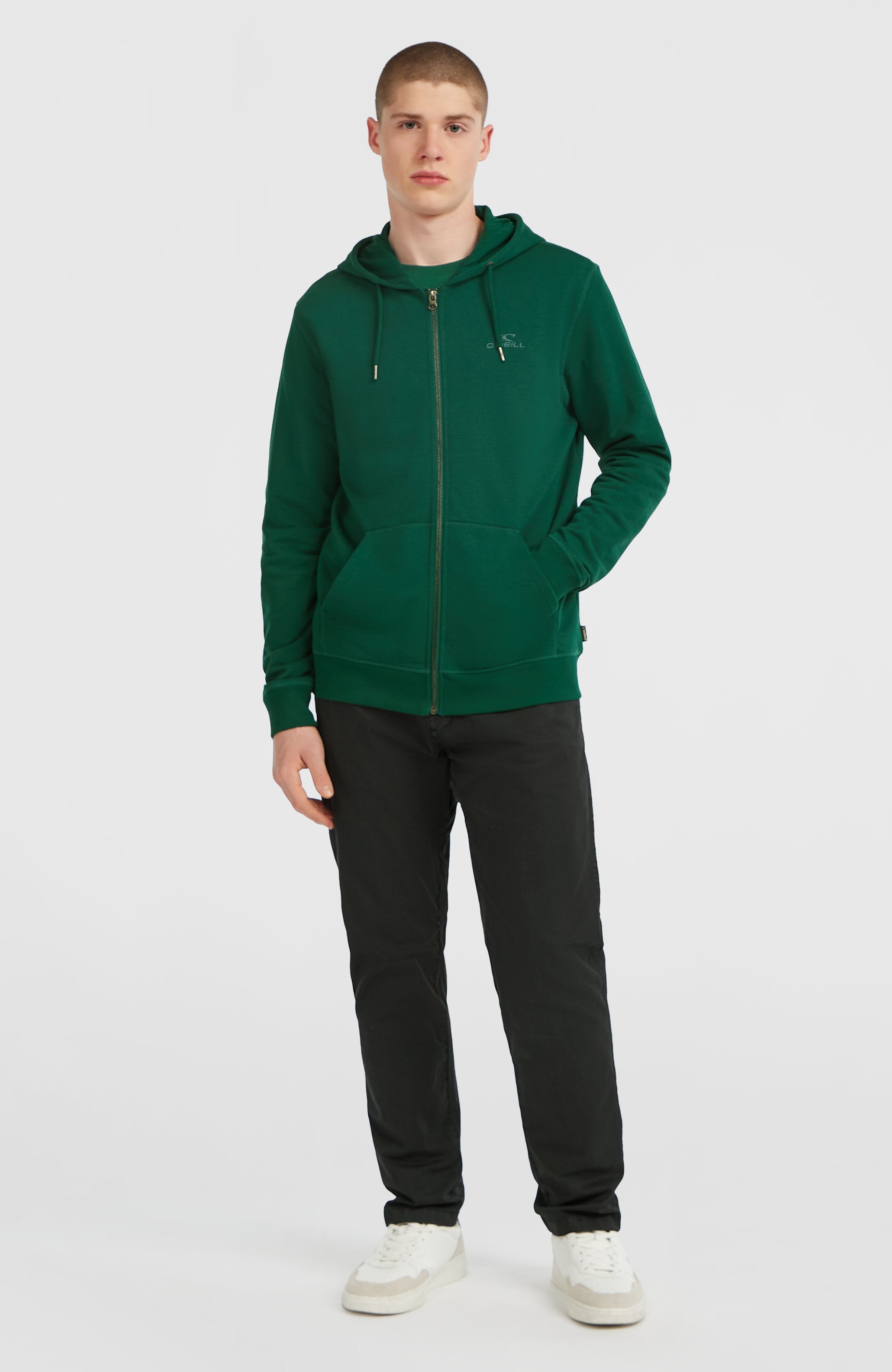 Small Logo Full-Zip Hoodie Men - Emerald Envy