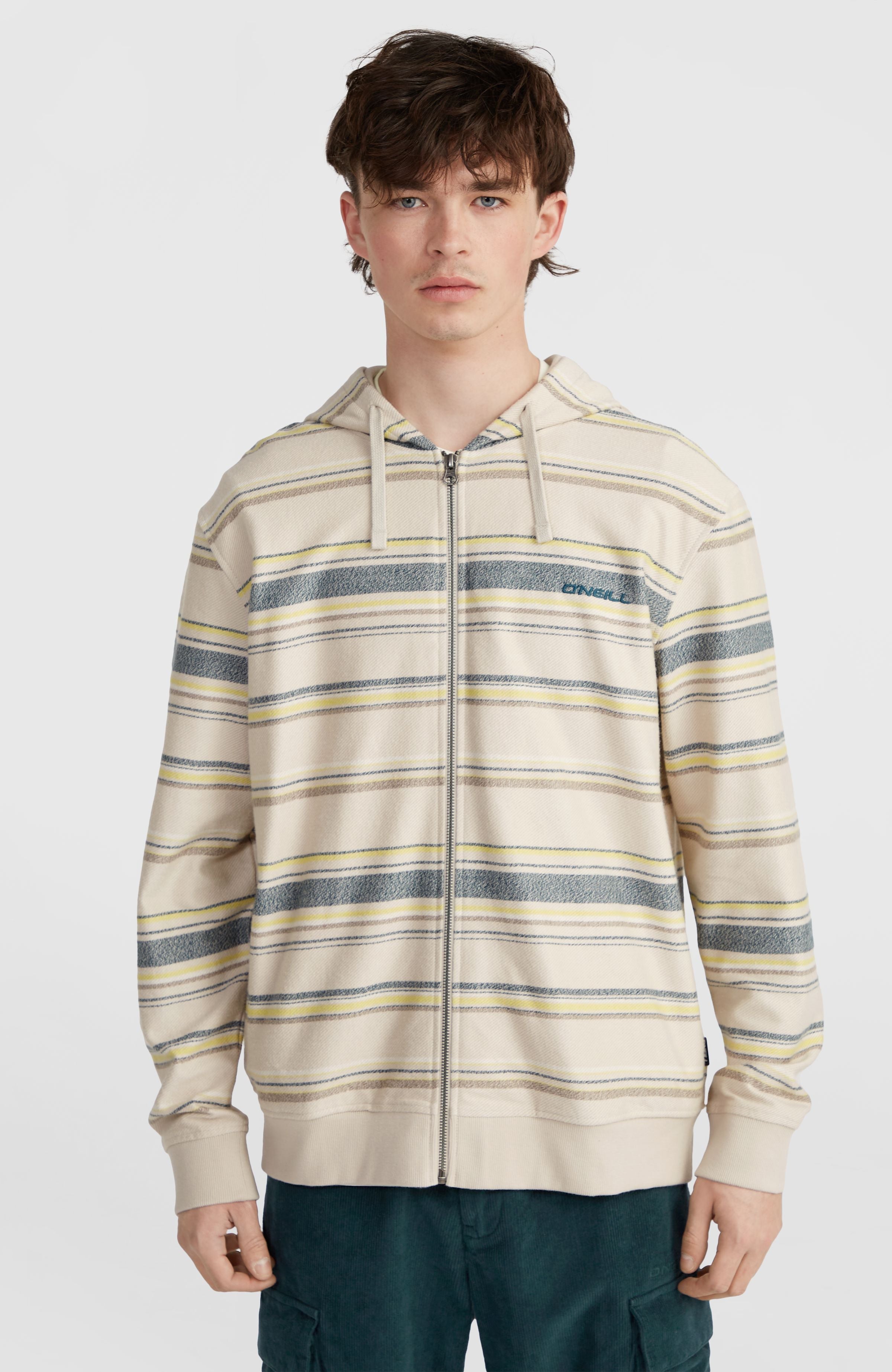 Bavaro Full-Zip Hoodie Men - Grey Vintage Stripe