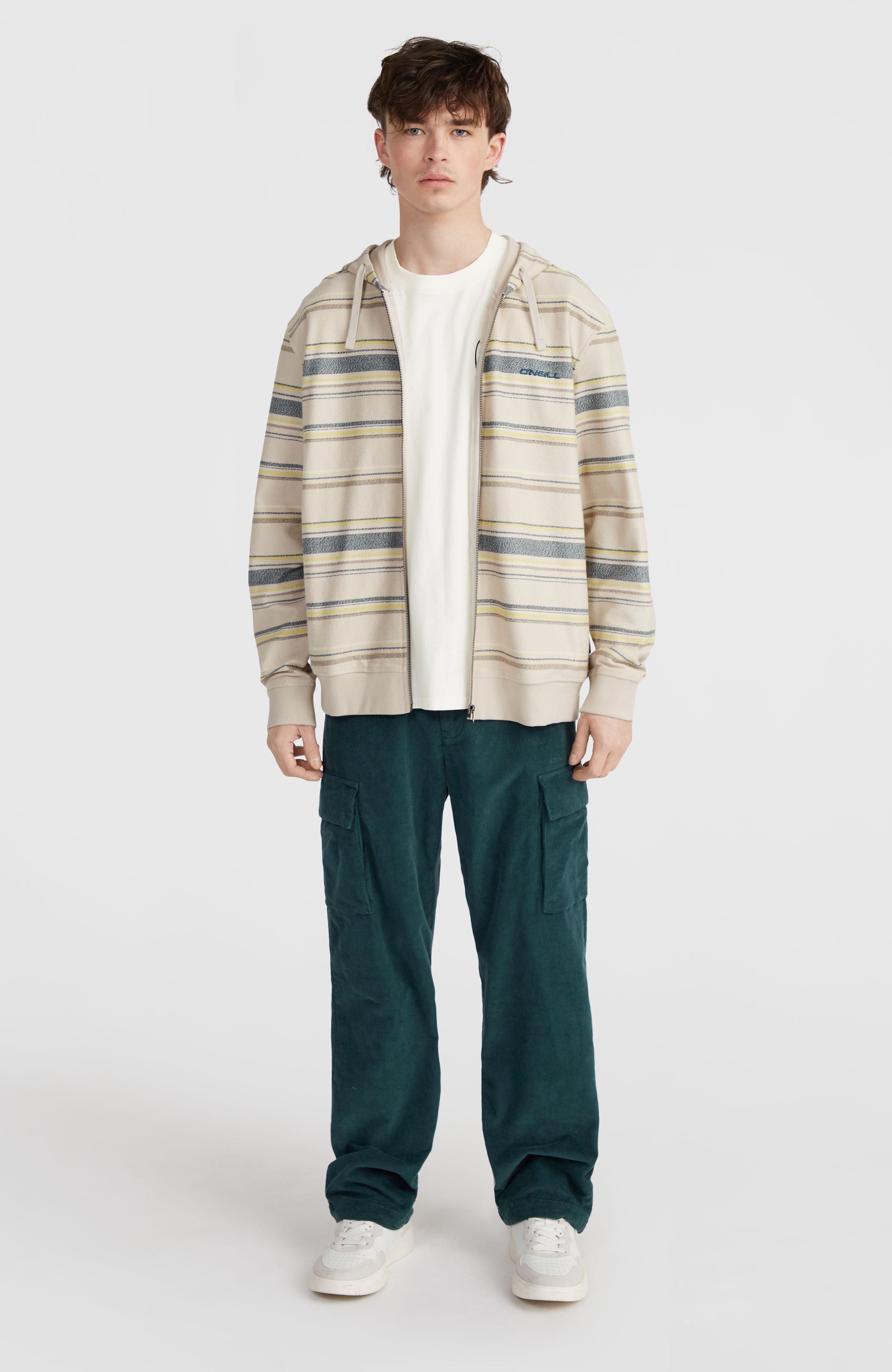 Bavaro Full-Zip Hoodie Men - Grey Vintage Stripe