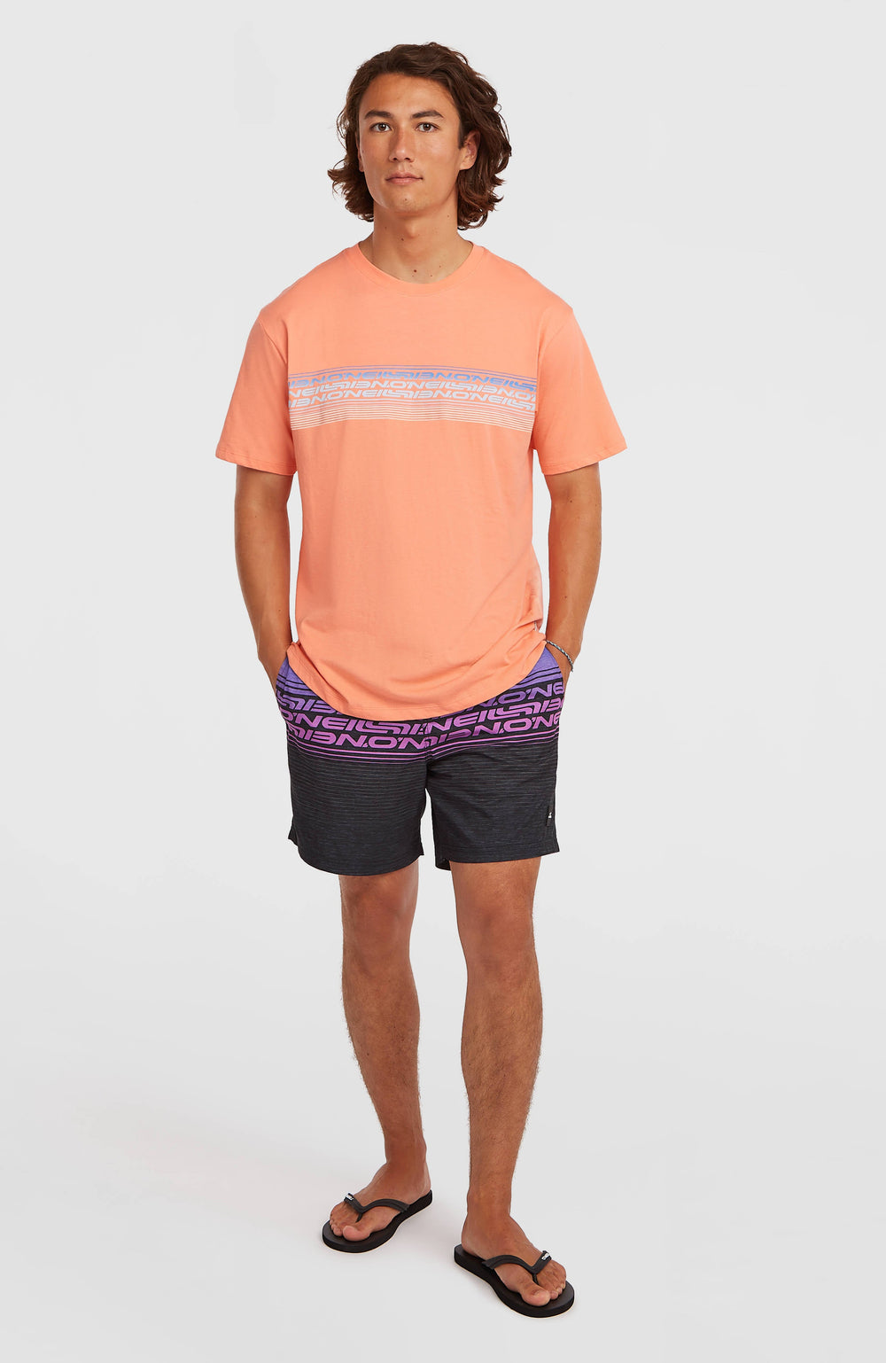 O’Neill Logo Stripe T-Shirt Men - Funky Peach