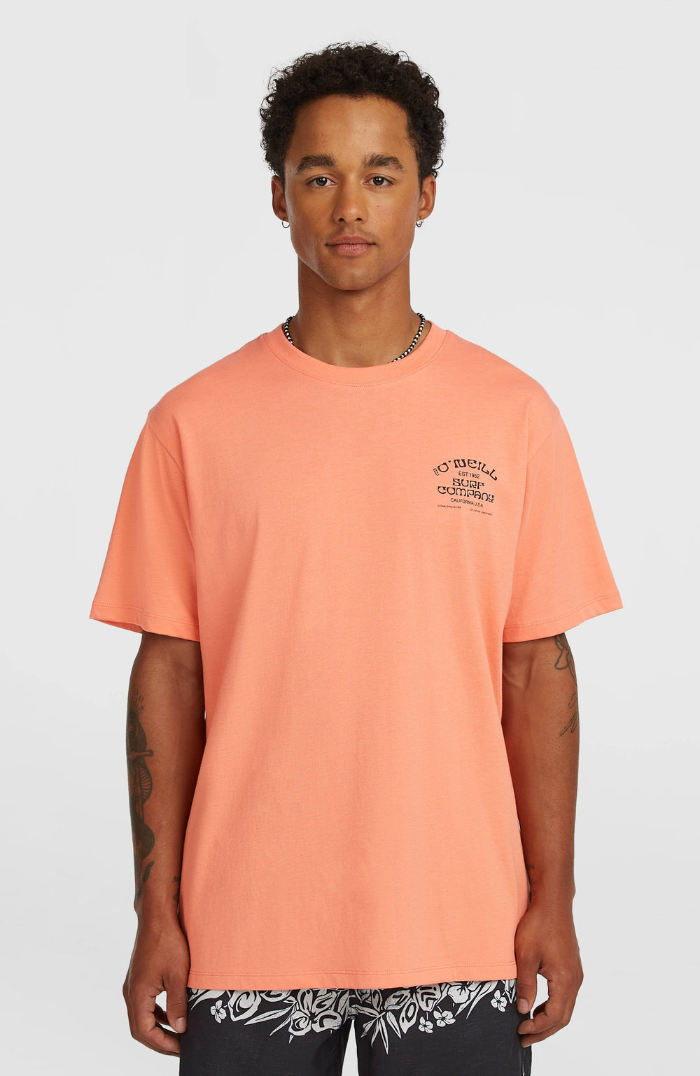Melange Chest Print T-Shirt Men - Funky Peach