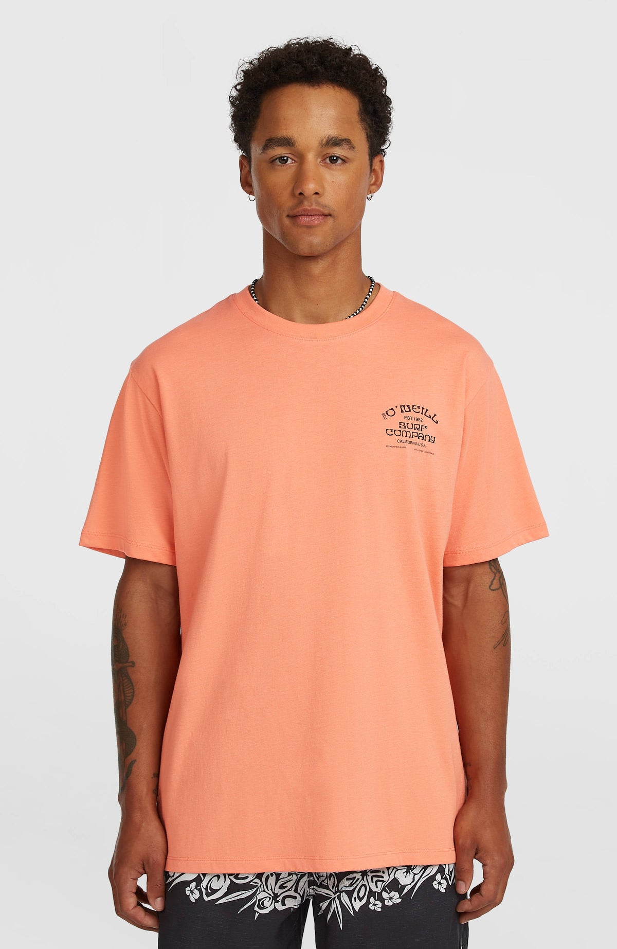 Melange Chest Print T-Shirt Men - Funky Peach