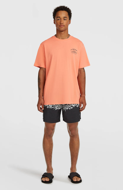 Melange Chest Print T-Shirt Men - Funky Peach
