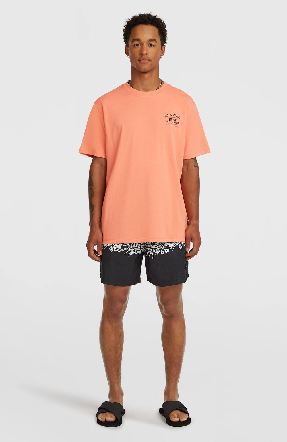 Melange Chest Print T-Shirt Men - Funky Peach