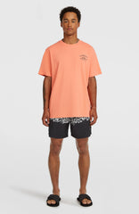Melange Chest Print T-Shirt Men - Funky Peach