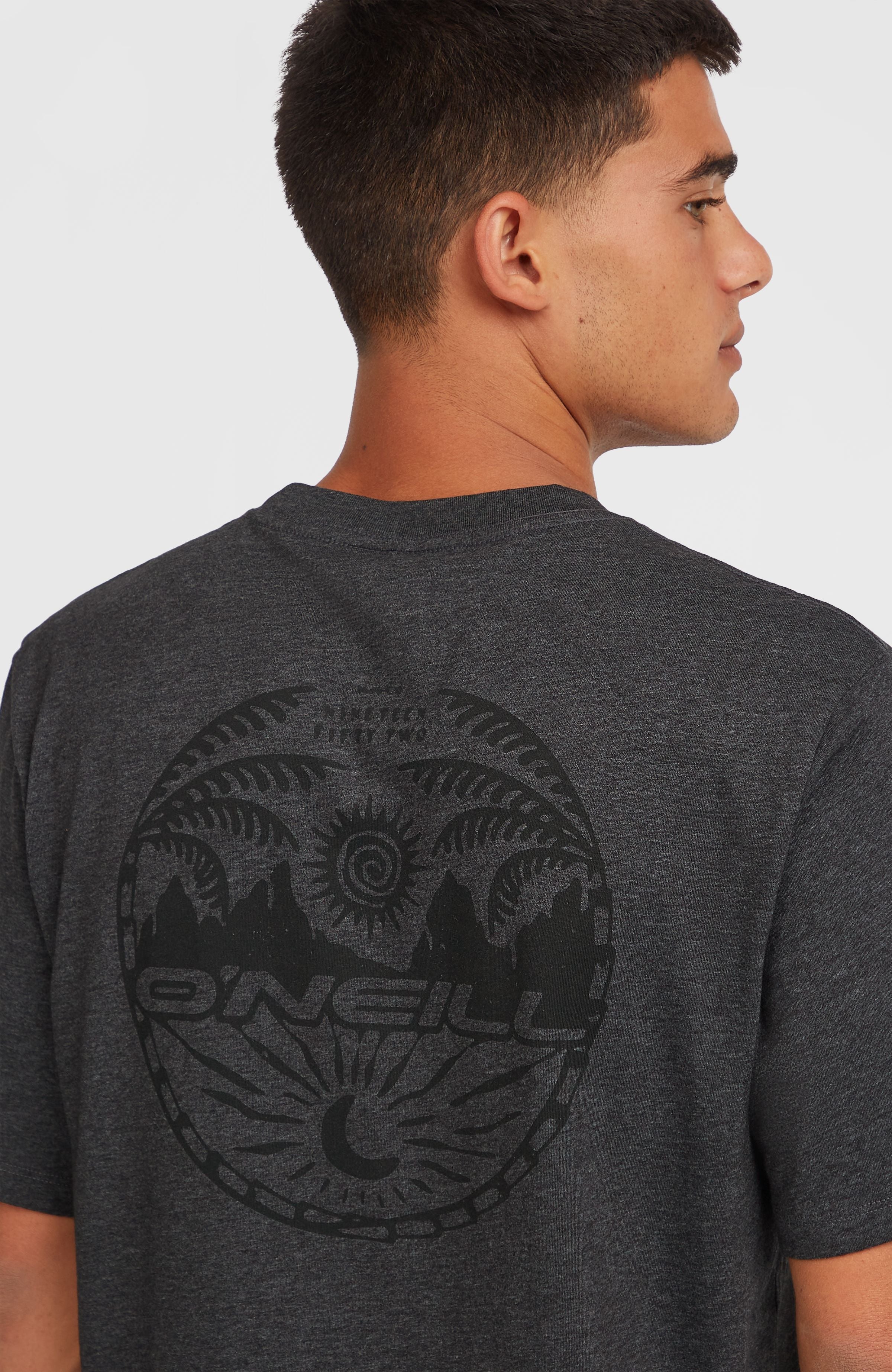 Back Print T-Shirt Men - Black Out Melange