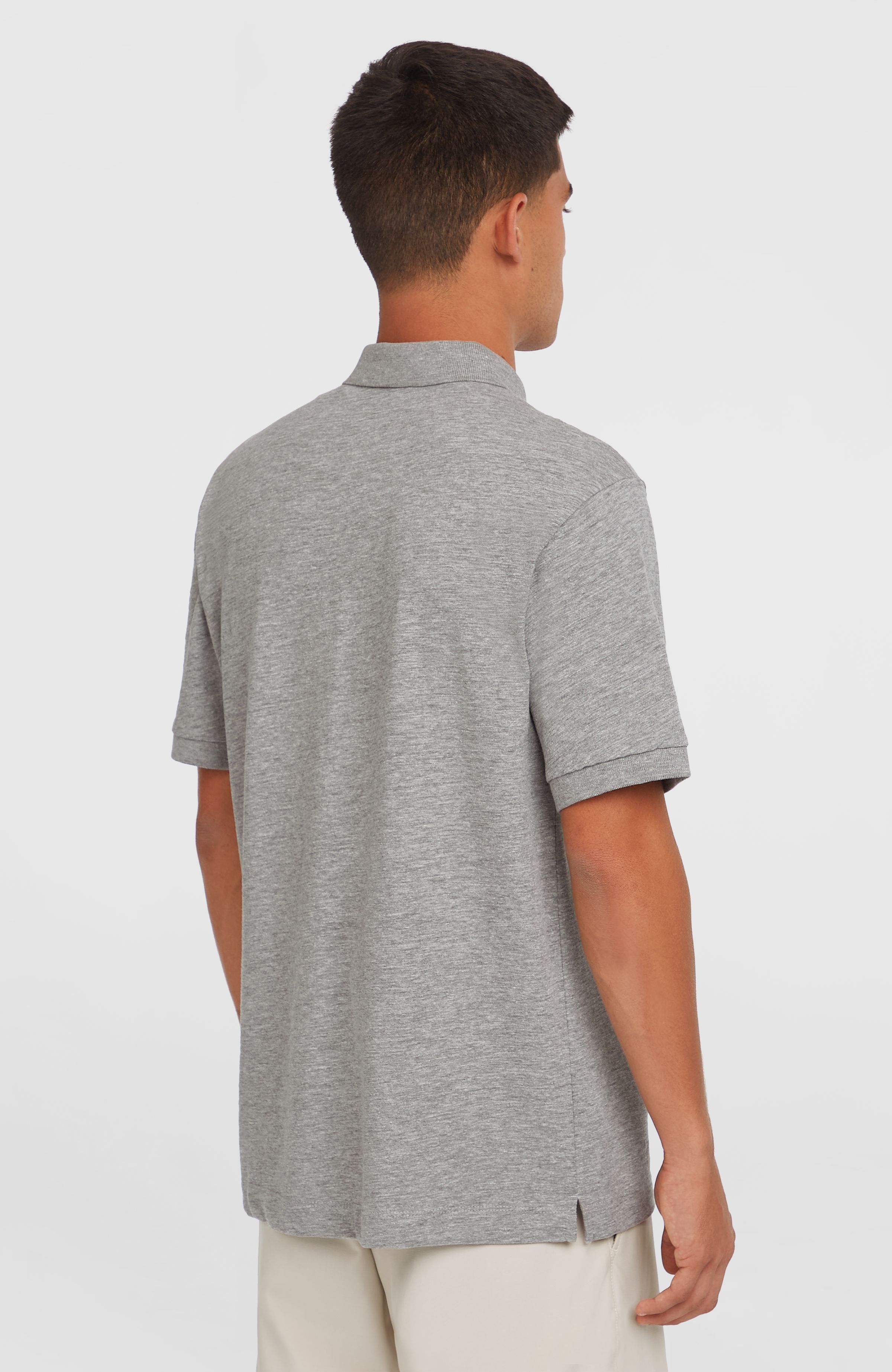 Slub Small Logo Polo Men - Silver Melee
