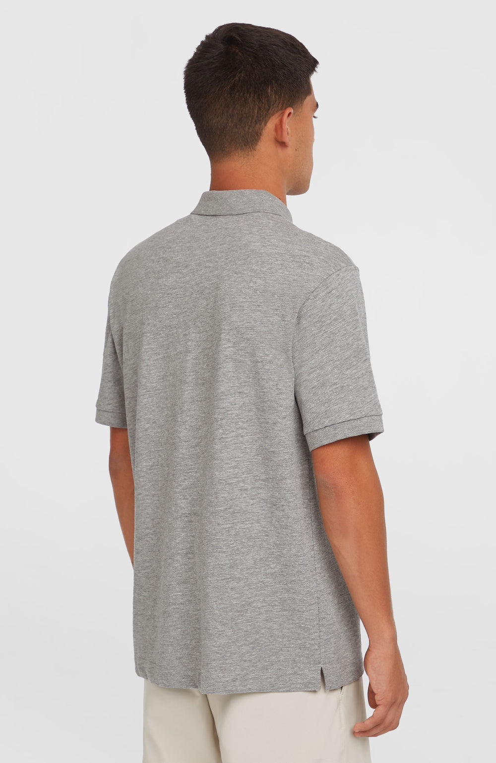 Slub Small Logo Polo Men - Silver Melee