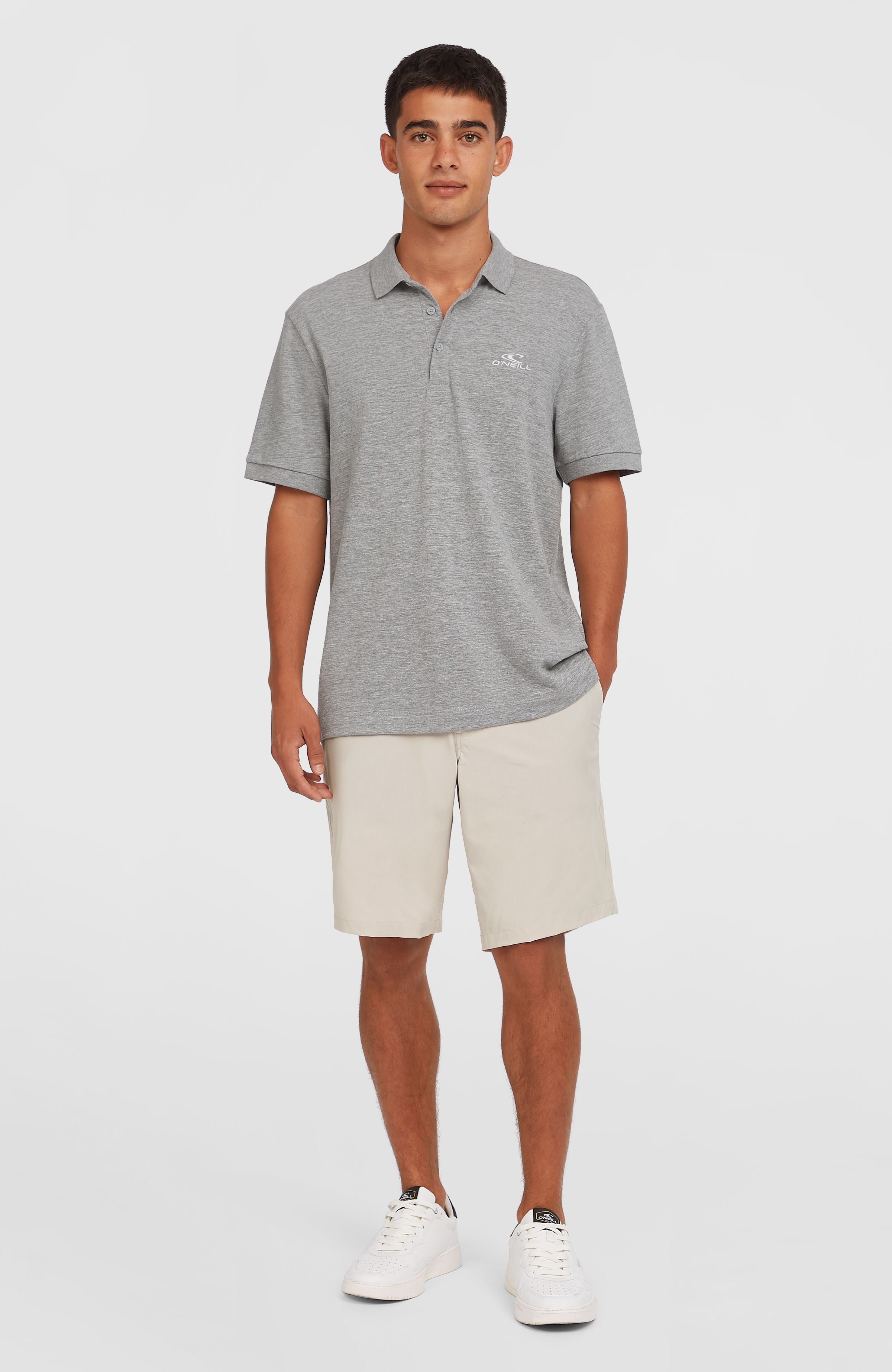 Slub Small Logo Polo Men - Silver Melee