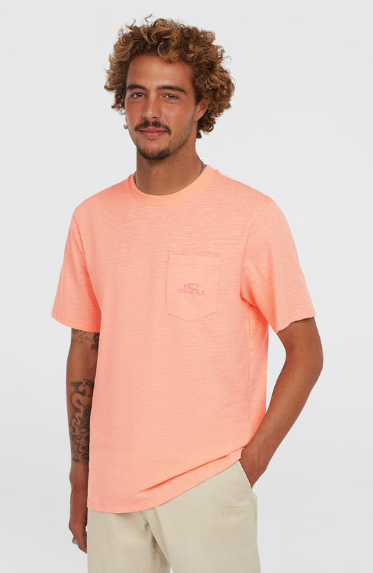 Slub Chest Pocket T-Shirt Men - Coral Pop