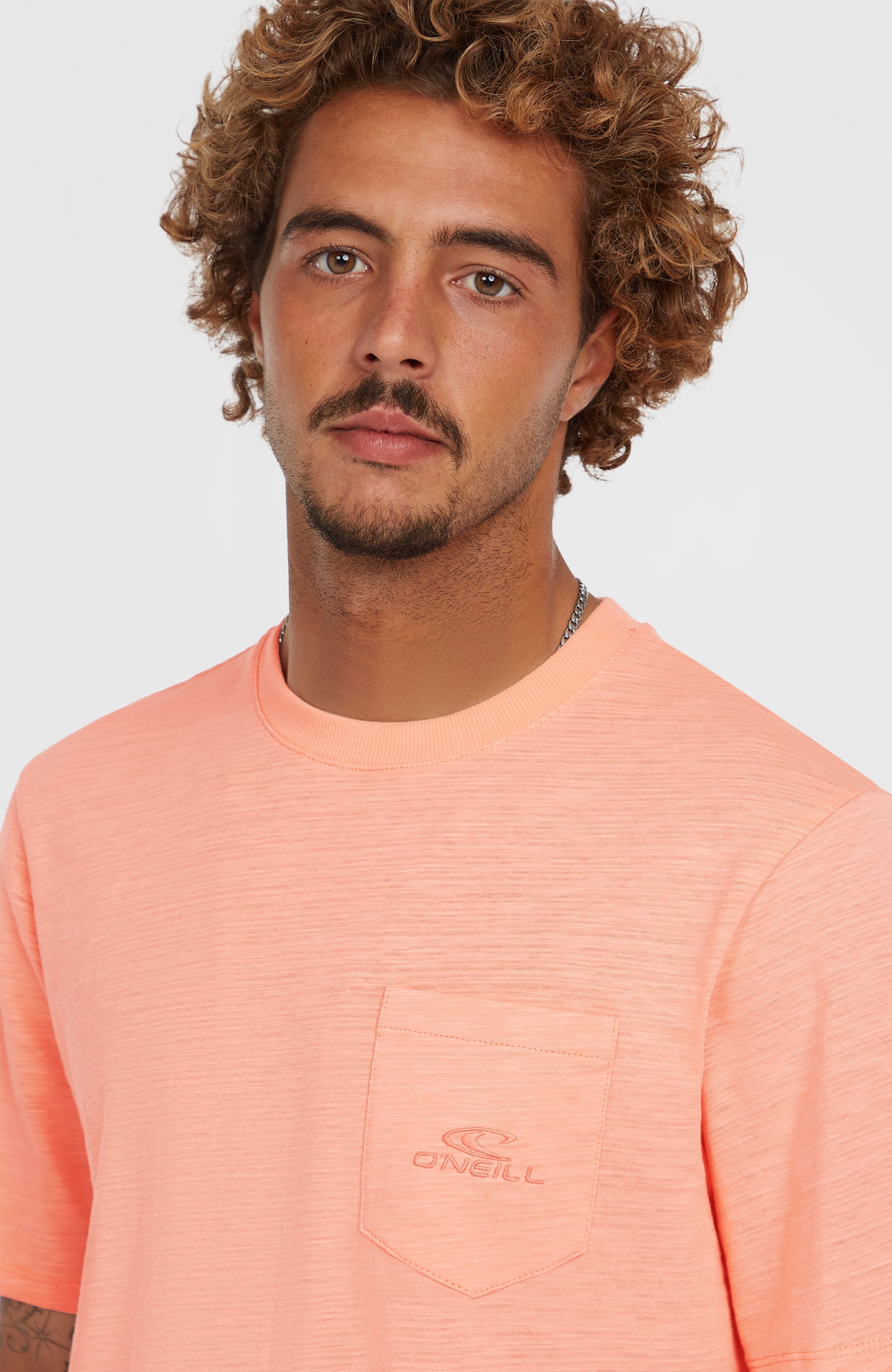 Slub Chest Pocket T-Shirt Men - Coral Pop
