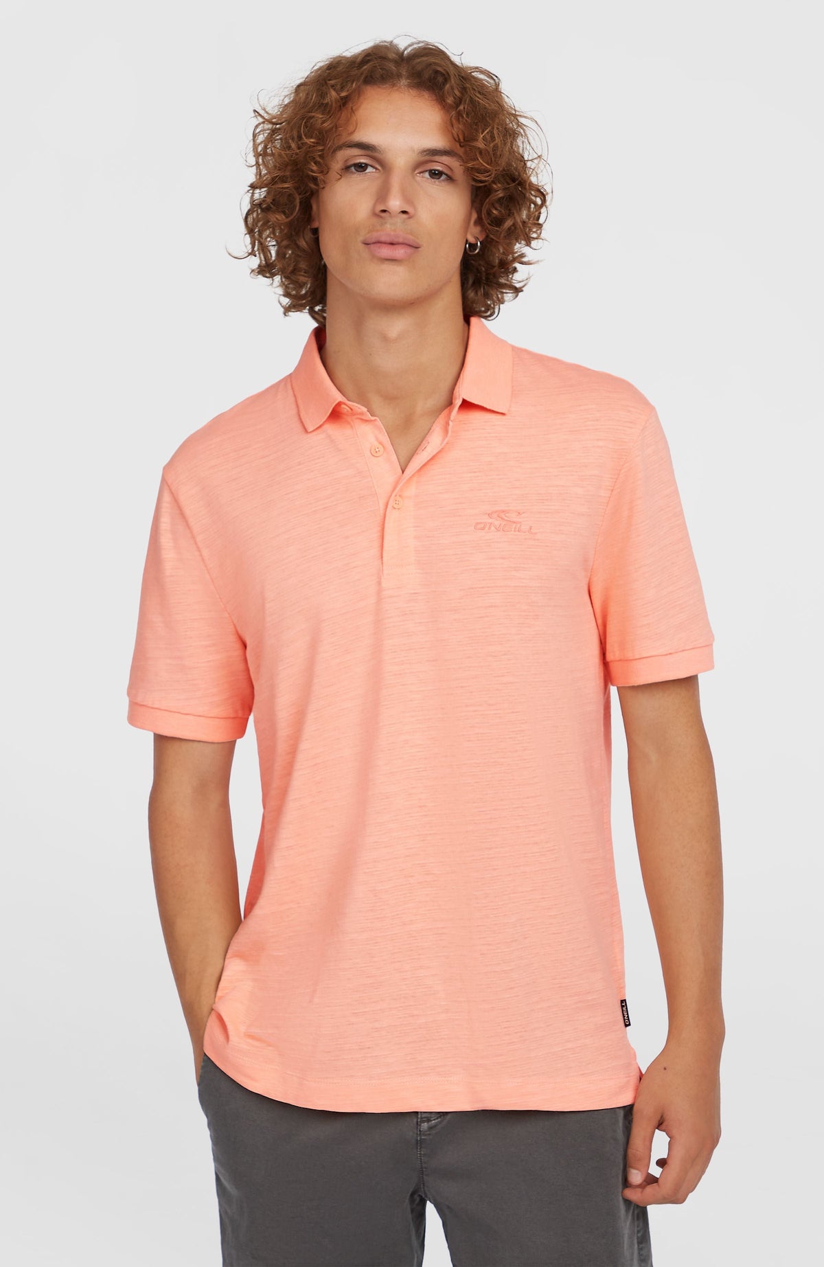 Slub Small Logo Polo Men - Coral Pop