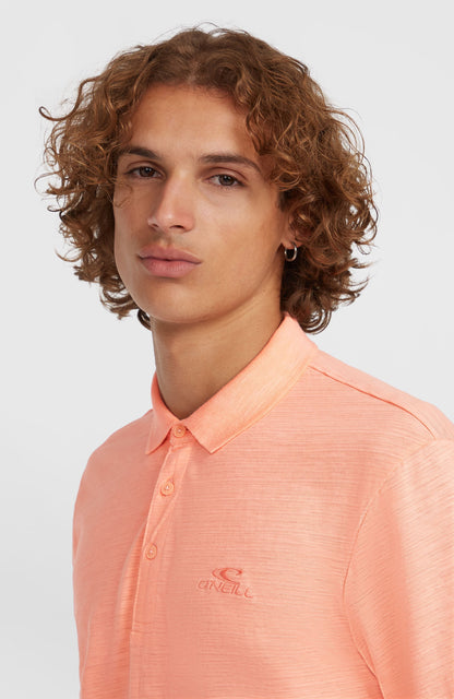 Slub Small Logo Polo Men - Coral Pop