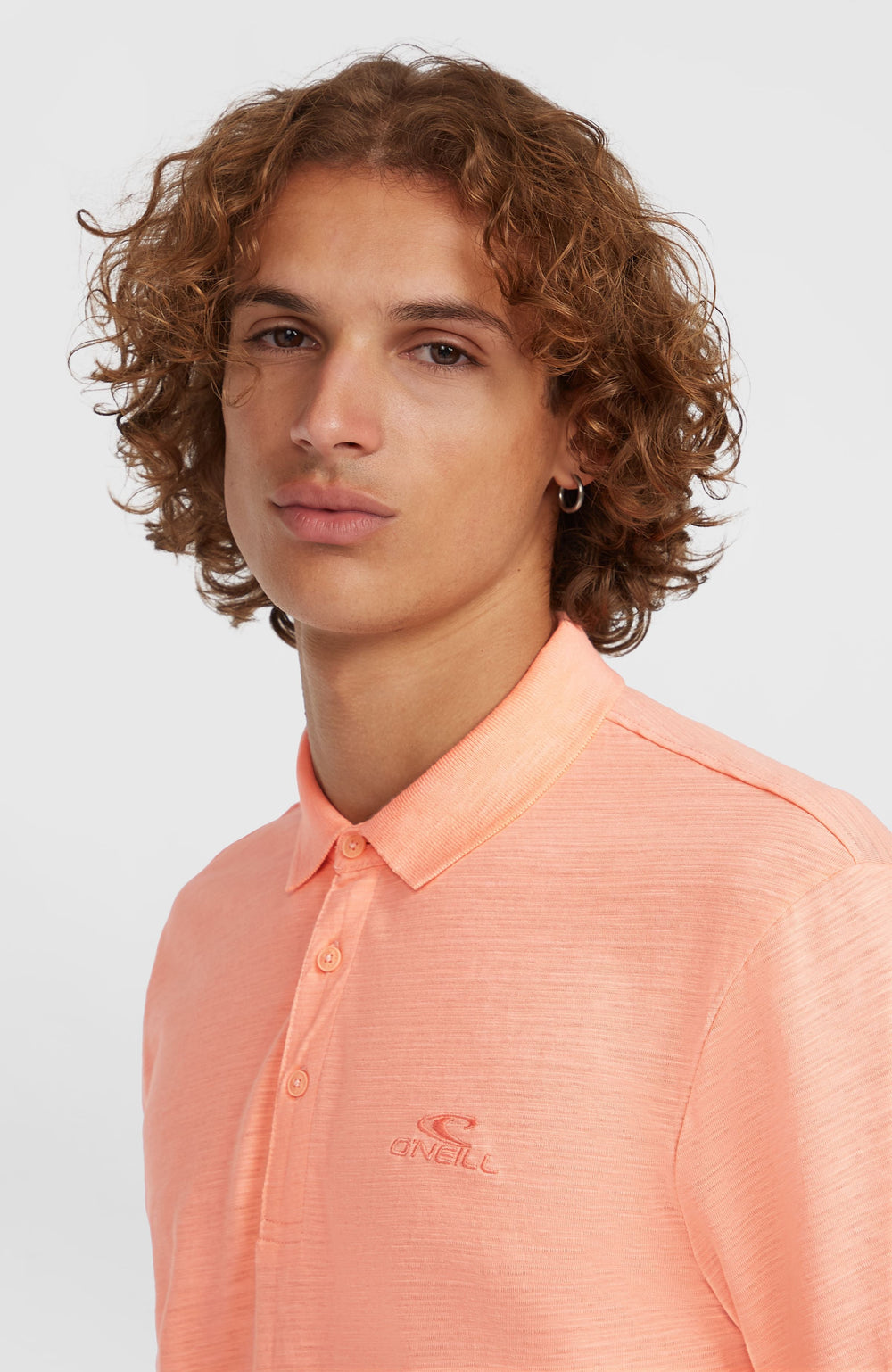 Slub Small Logo Polo Men - Coral Pop