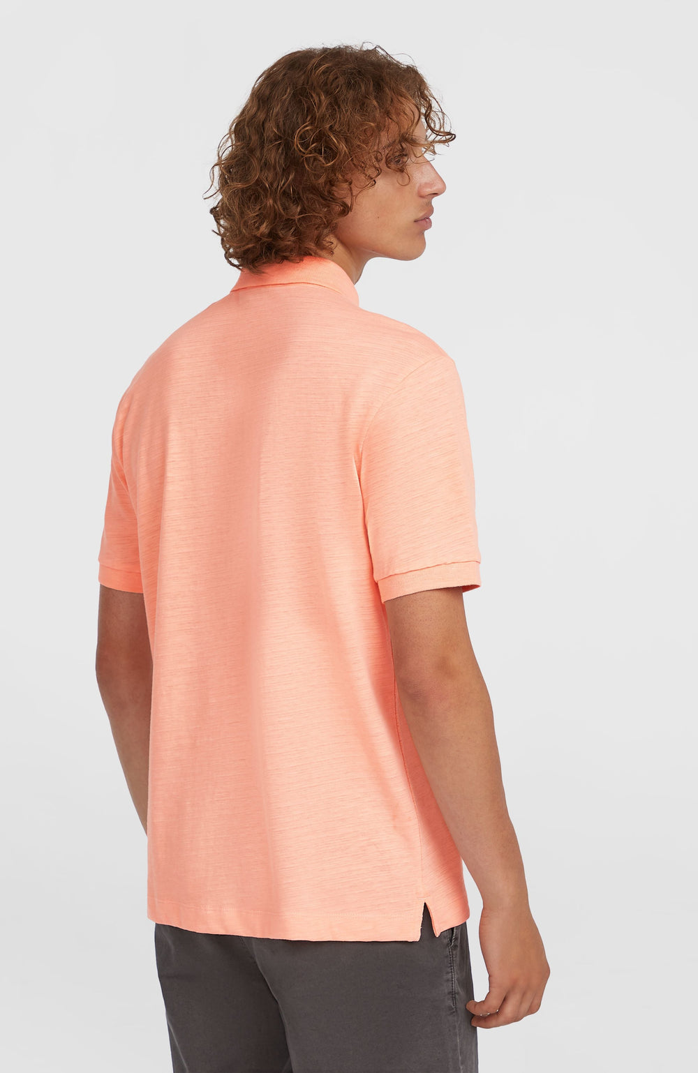 Slub Small Logo Polo Men - Coral Pop