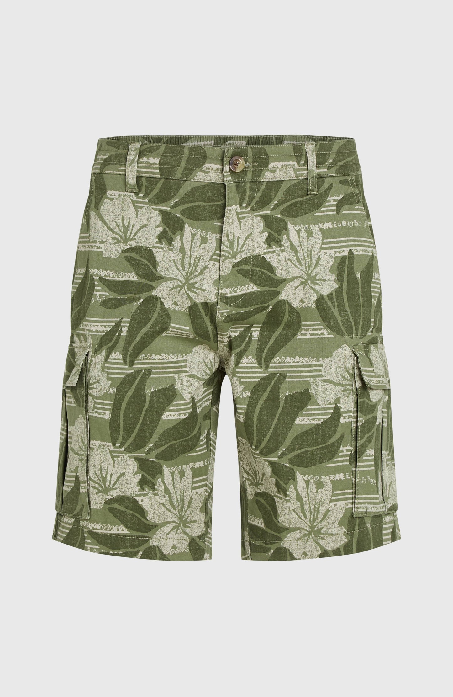 Essentials Cargo Shorts Men - Green Tonal Dusty Flower