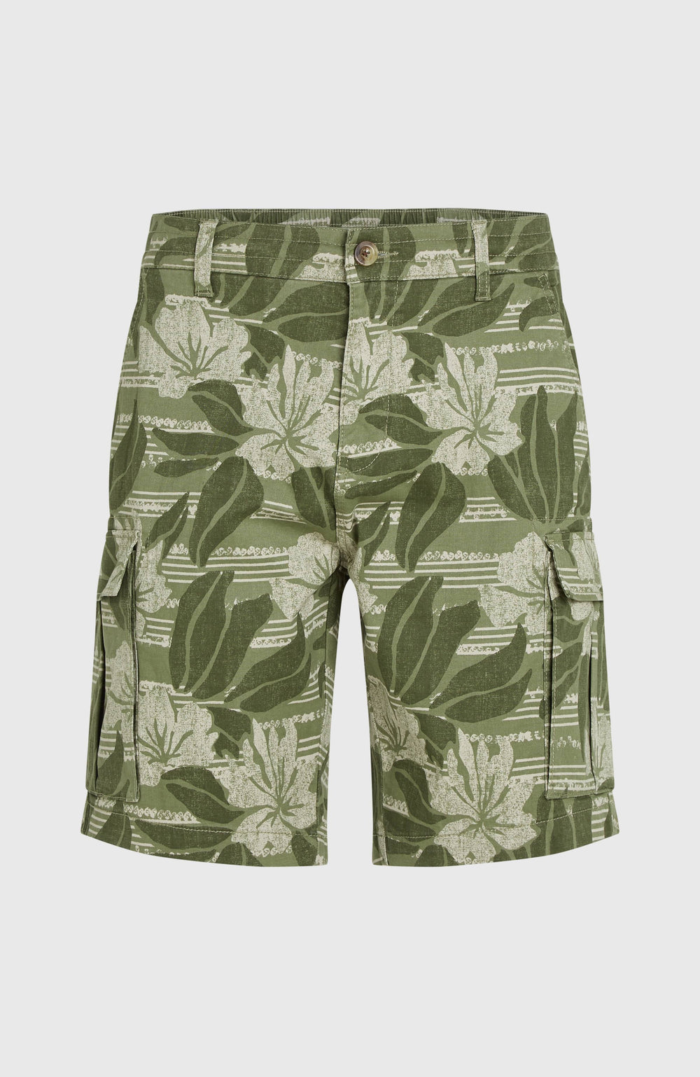 Essentials Cargo Shorts Men - Green Tonal Dusty Flower