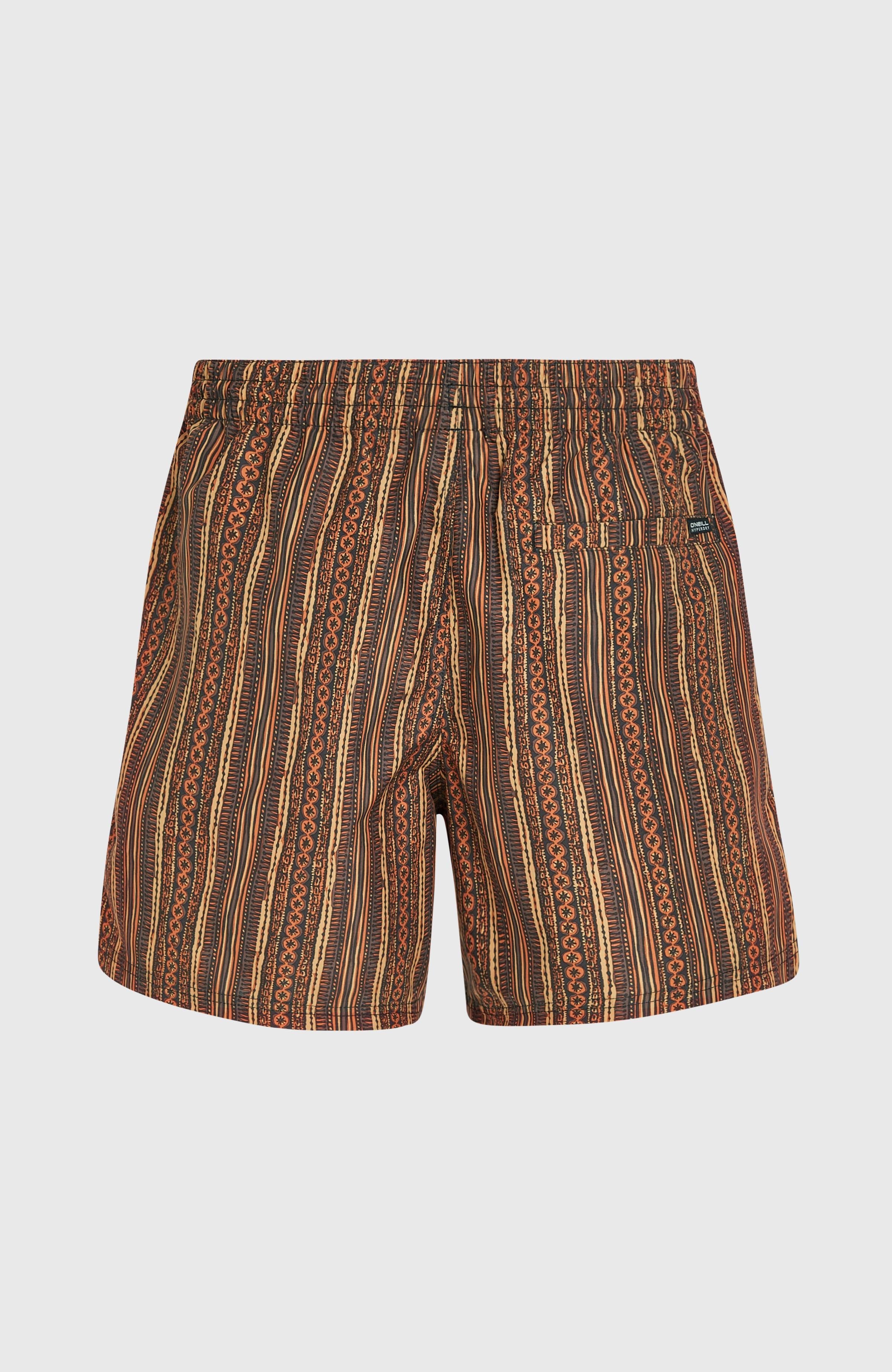 Cali Print 15'' Swim Shorts Men - Orange Pressed Lines