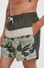 Cali Block 15'' Swim Shorts Men - Green Dusty Flower