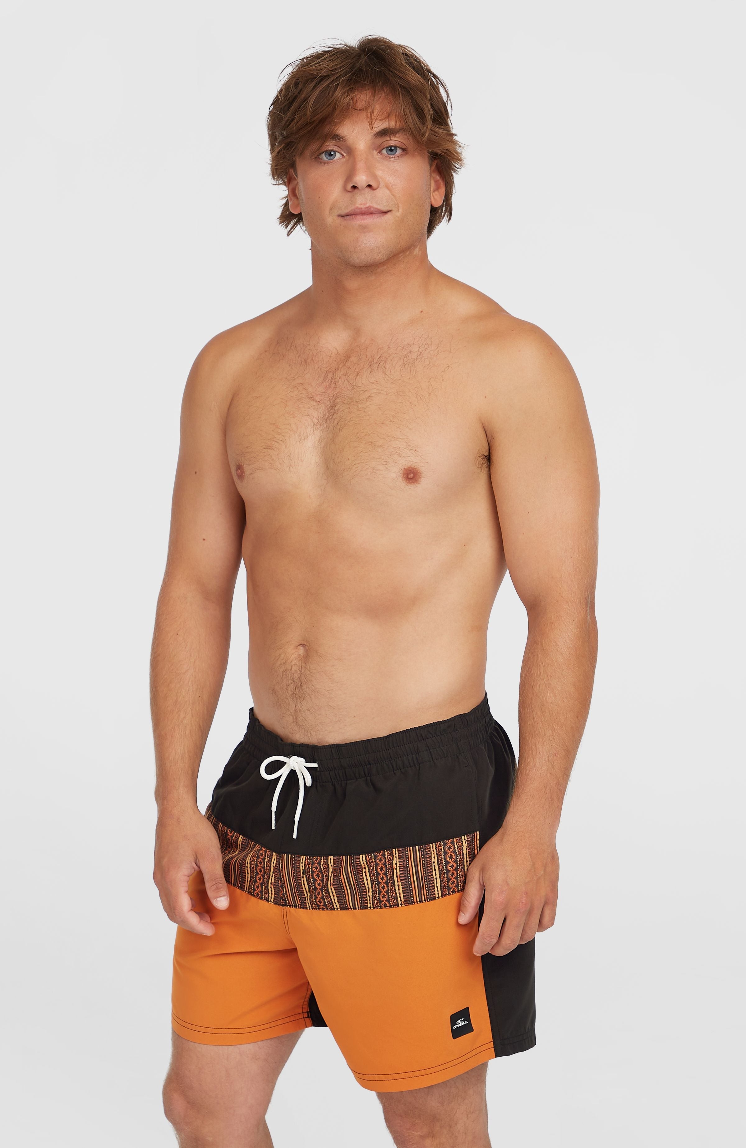 Cali Block 15'' Swim Shorts Men - Orange Pressed Lines