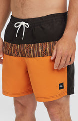 Cali Block 15'' Swim Shorts Men - Orange Pressed Lines