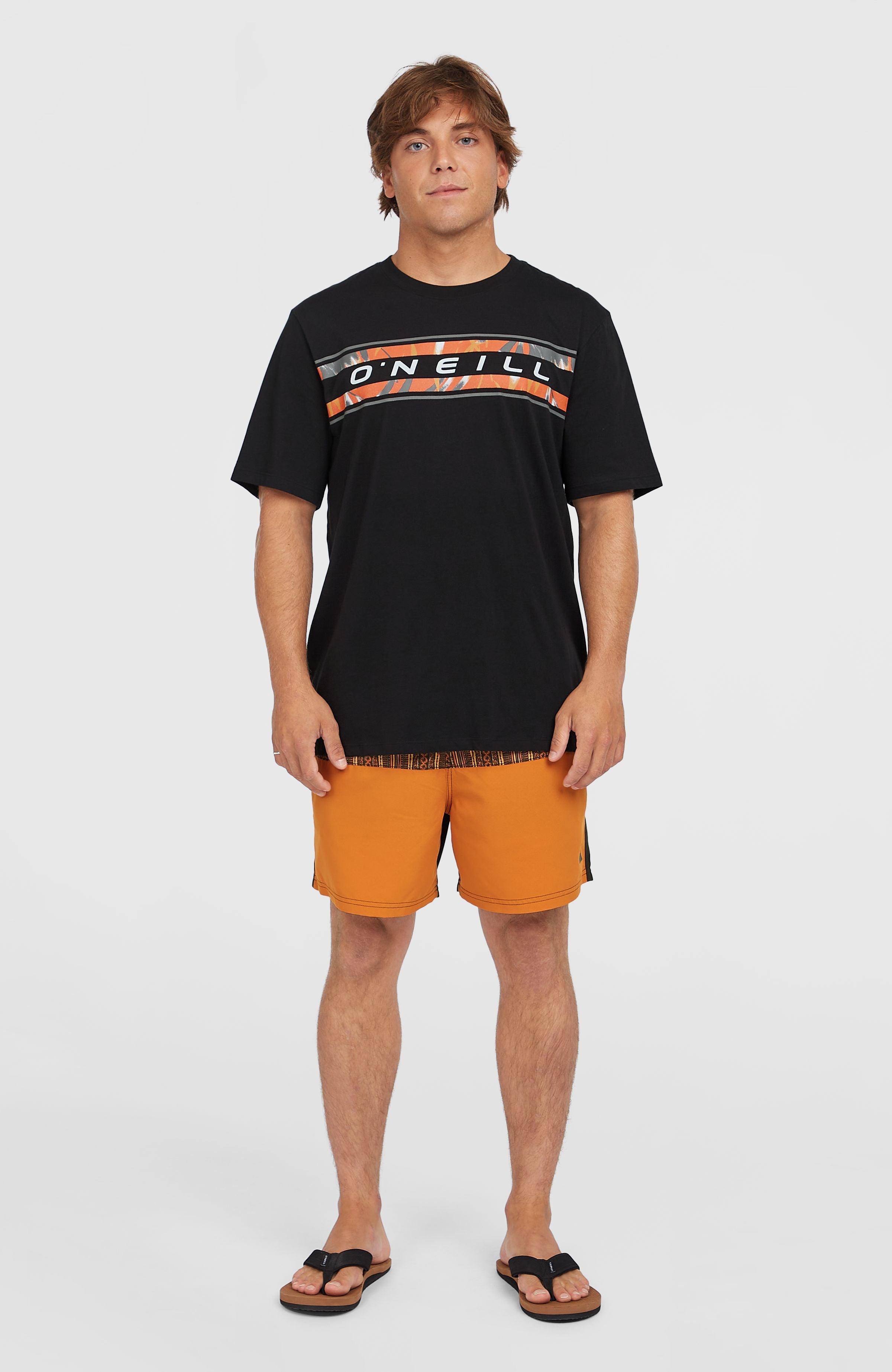 Cali Block 15'' Swim Shorts Men - Orange Pressed Lines