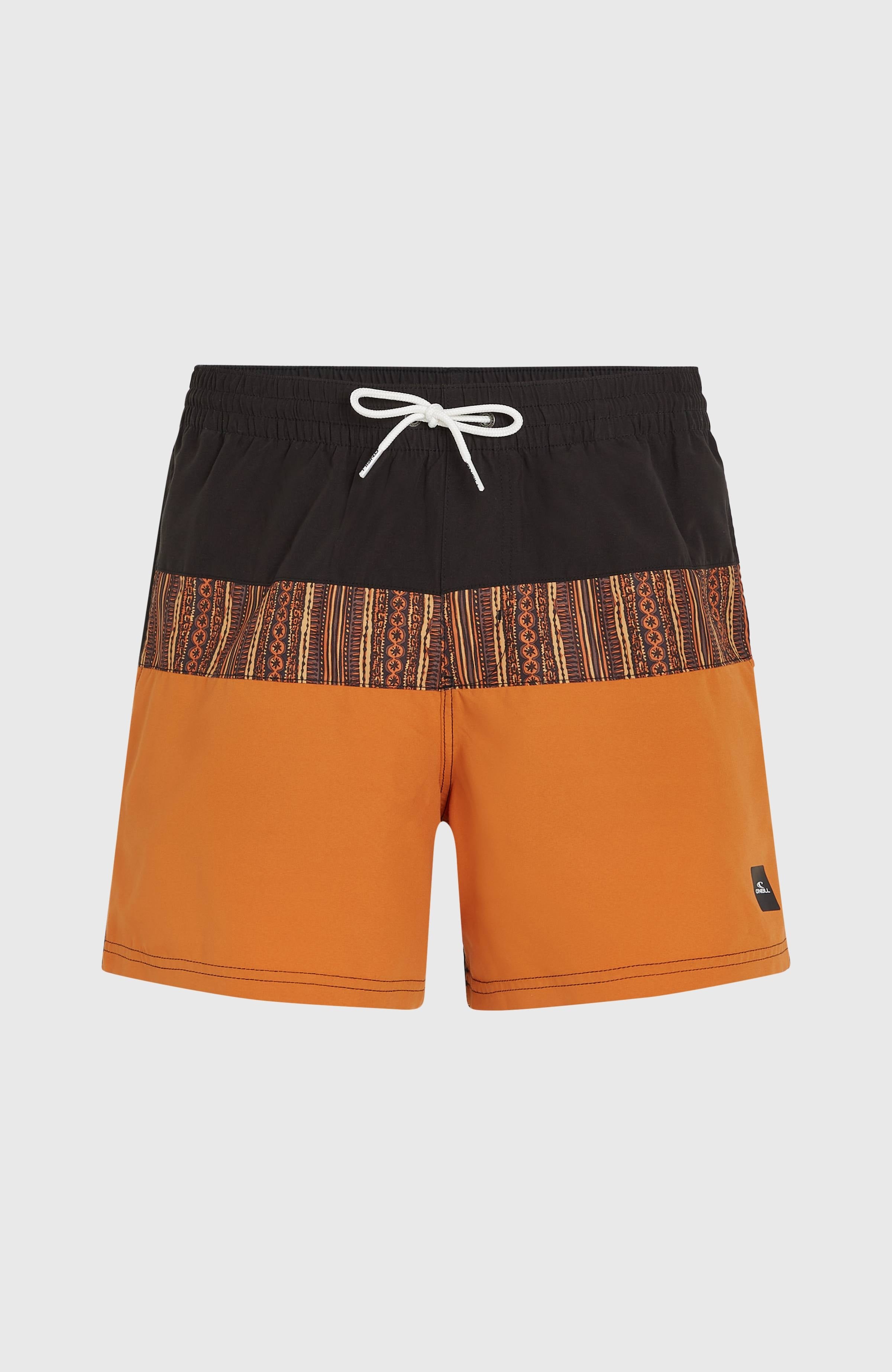 Cali Block 15'' Swim Shorts Men - Orange Pressed Lines