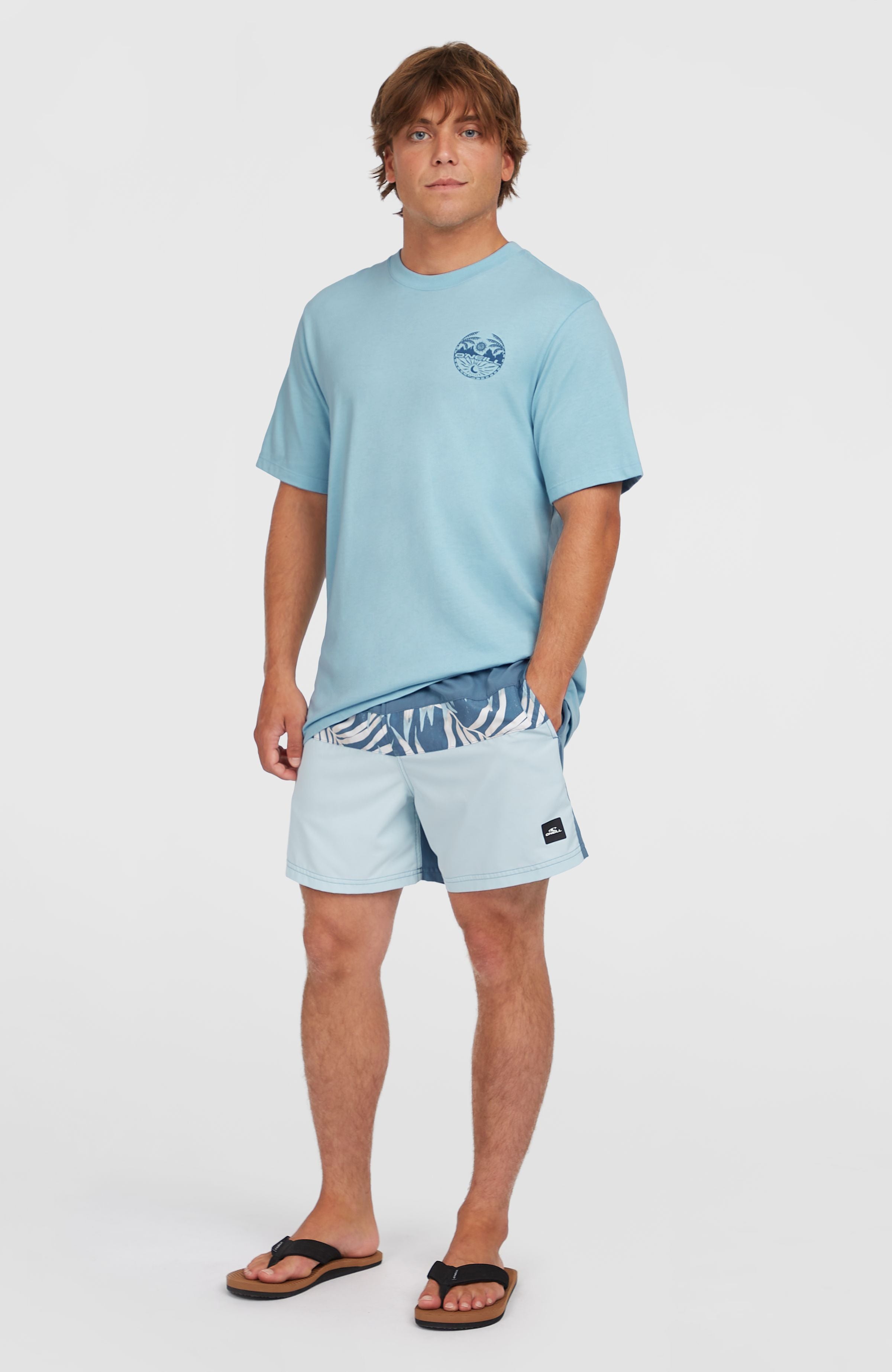 Cali Block 15'' Swim Shorts Men - Blue Dipped Leaves