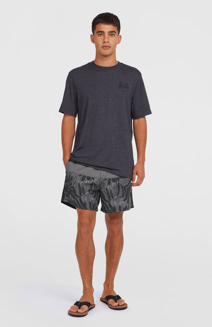 Cali Block 15'' Swim Shorts Men - Black Dipped Leaves