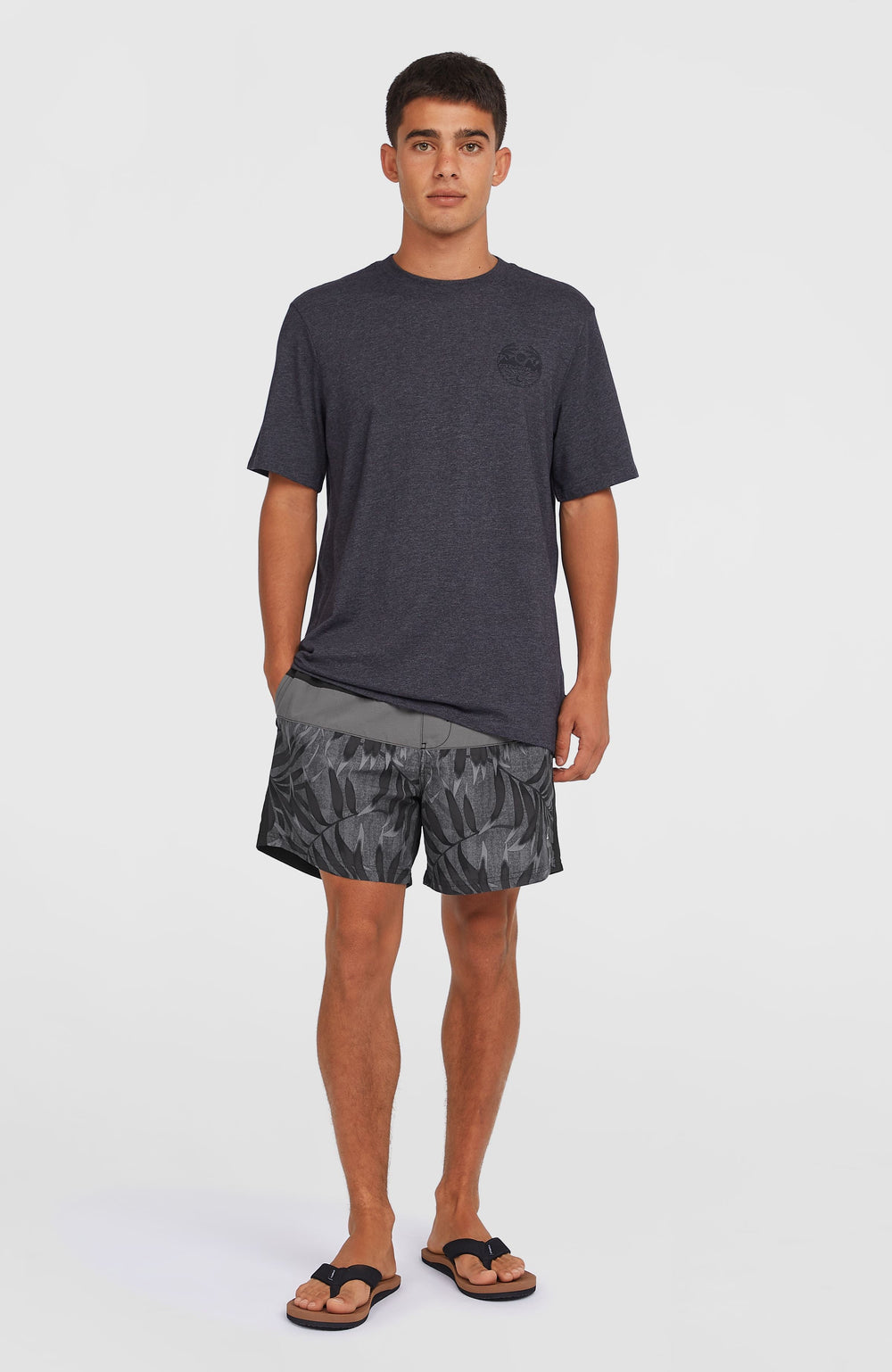 Cali Block 15'' Swim Shorts Men - Black Dipped Leaves