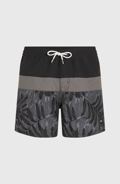 Cali Block 15'' Swim Shorts Men - Black Dipped Leaves