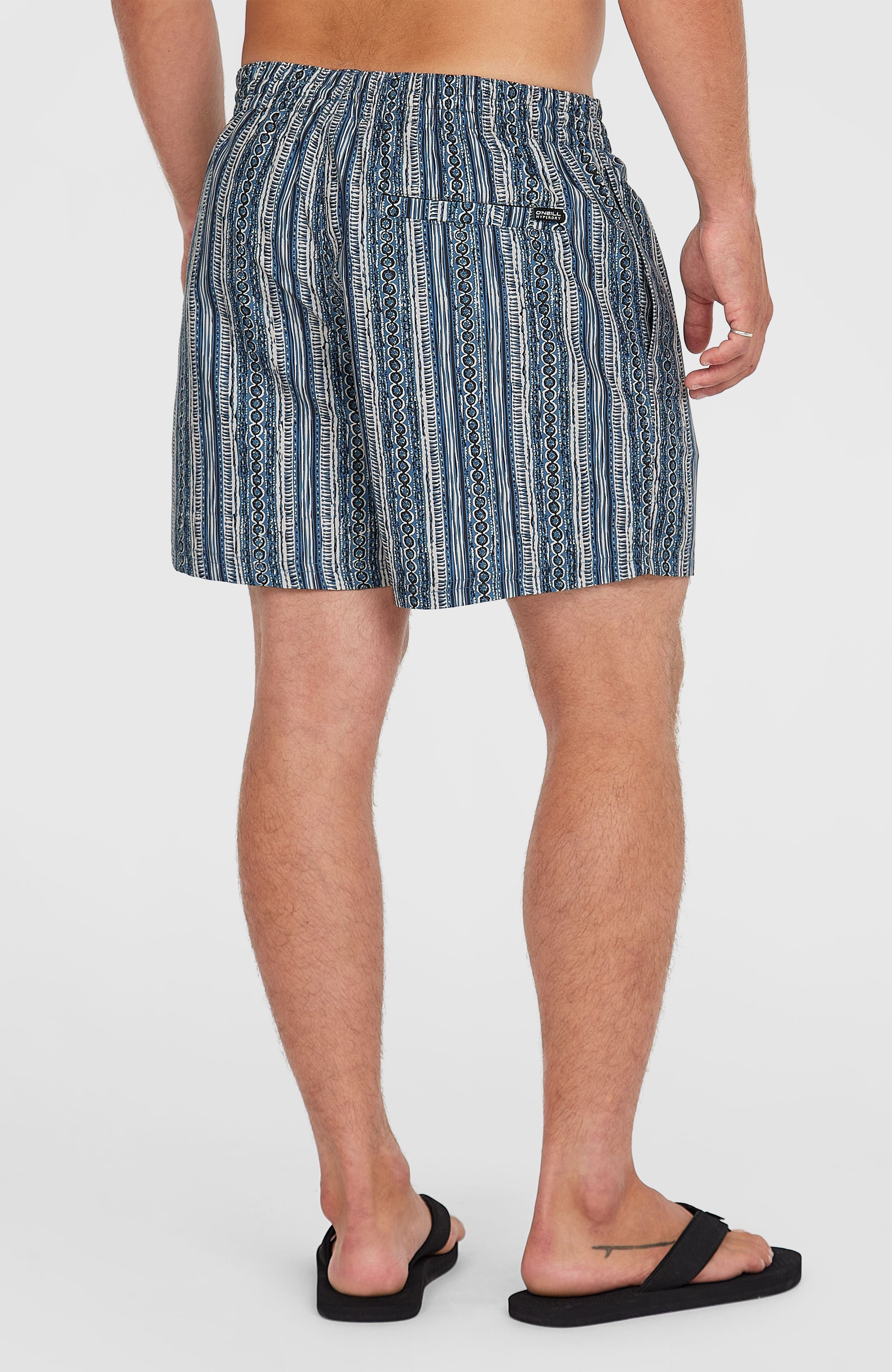 Cali Print 15'' Swim Shorts Men - Blue Pressed Lines