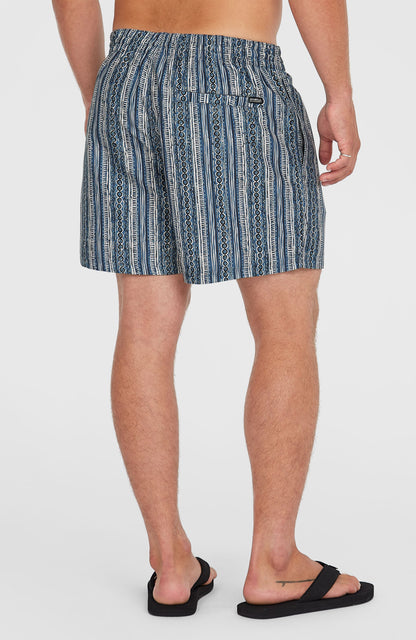 Cali Print 15'' Swim Shorts Men - Blue Pressed Lines