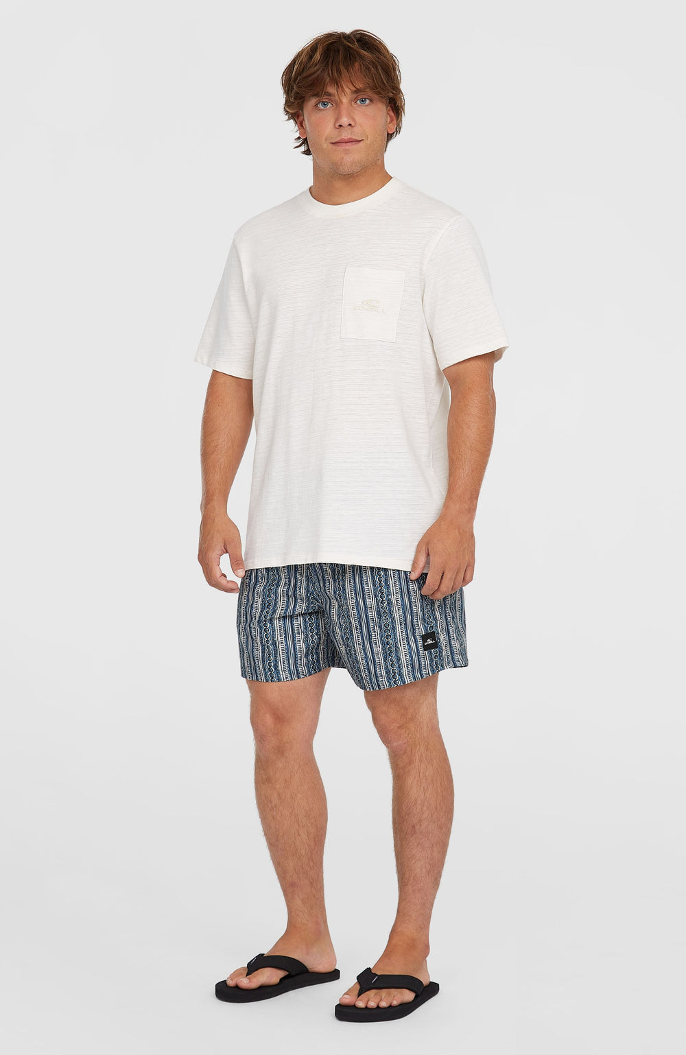 Cali Print 15'' Swim Shorts Men - Blue Pressed Lines