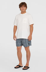 Cali Print 15'' Swim Shorts Men - Blue Pressed Lines