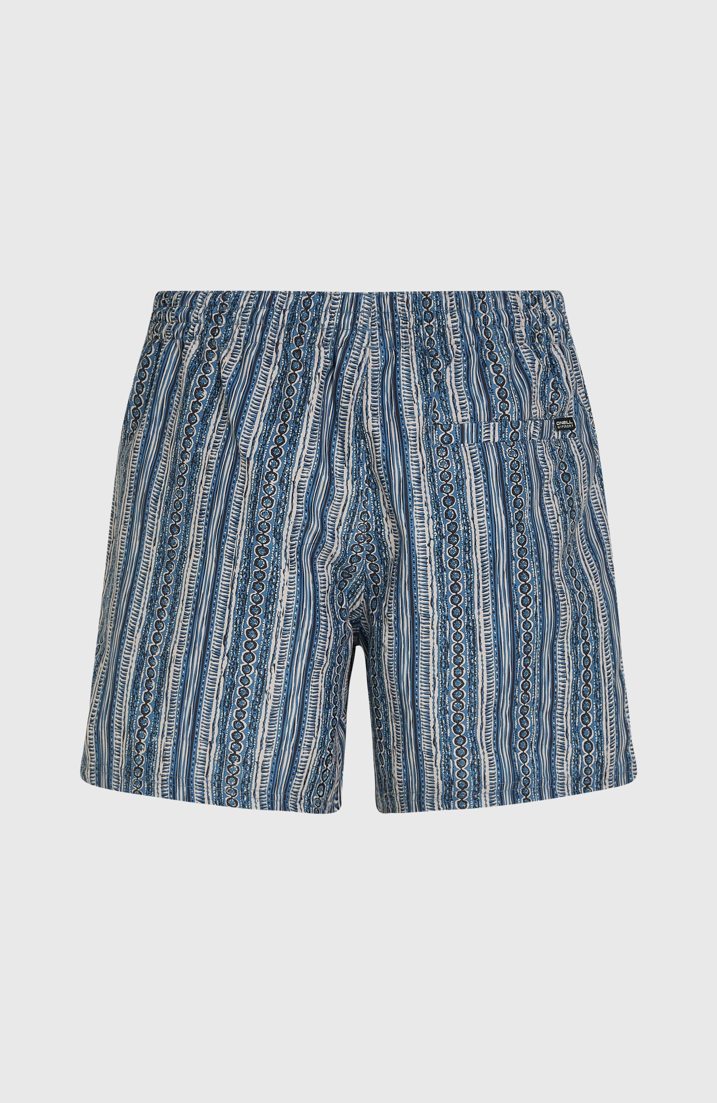 Cali Print 15'' Swim Shorts Men - Blue Pressed Lines