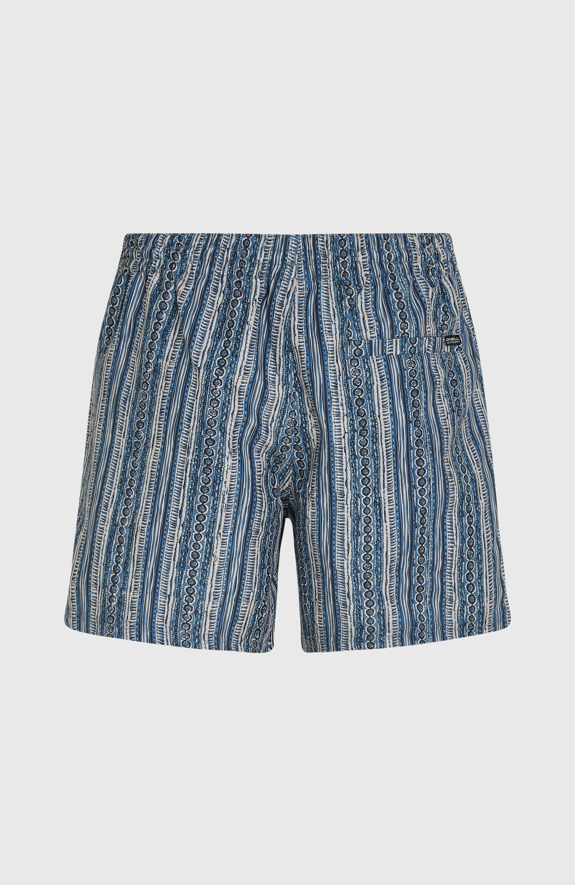 Cali Print 15'' Swim Shorts Men - Blue Pressed Lines