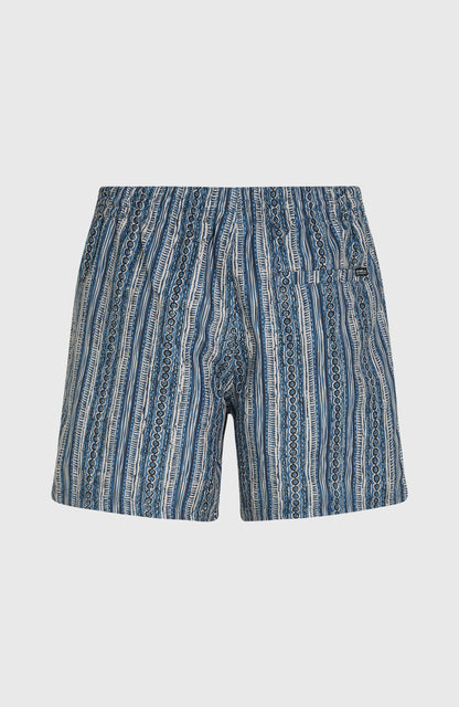 Cali Print 15'' Swim Shorts Men - Blue Pressed Lines