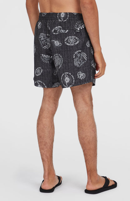 Cali Print 15'' Swim Shorts Men - Black Mystical