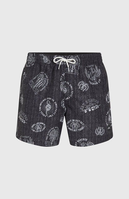 Cali Print 15'' Swim Shorts Men - Black Mystical