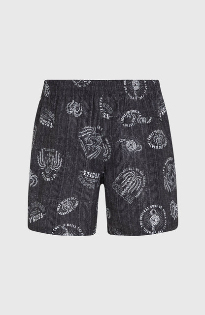 Cali Print 15'' Swim Shorts Men - Black Mystical