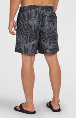 Cali Floral 16'' Swim Shorts Men - Black Dipped Leaves