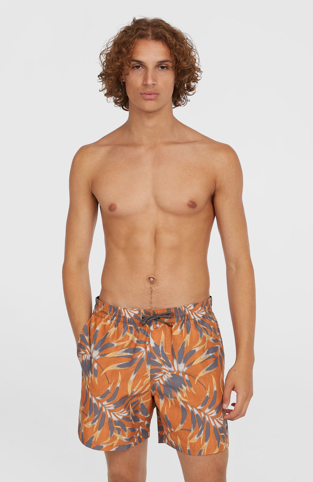 Cali Floral 16'' Swim Shorts Men - Orange Dipped Leaves